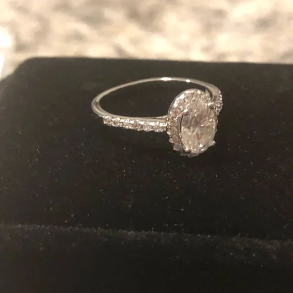 New Certified 1ct. Oval Cut Diamond Moissanite Engagement Ring - Picture 6 of 12